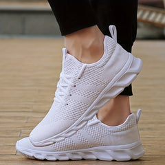 Men's Solid Knit Breathable Running Shoes Non Slip Soft Sole Sneakers
