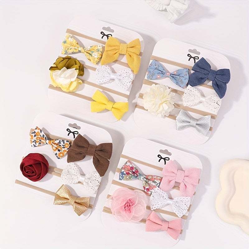 5-Piece Floral Bow Headband Set for Infant & Baby Girls