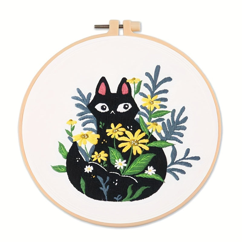 Embroidery Starter Kit Cats Pattern DIY Cross Stitch for Beginners Adults