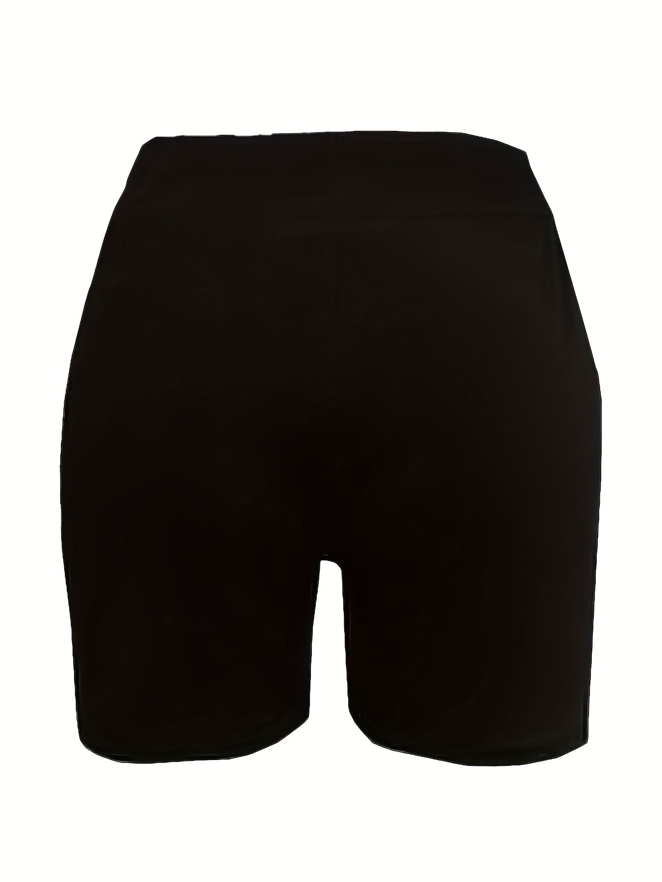 Plus Figure & Letter Print High Rise Biker Shorts