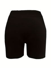Plus Figure & Letter Print High Rise Biker Shorts