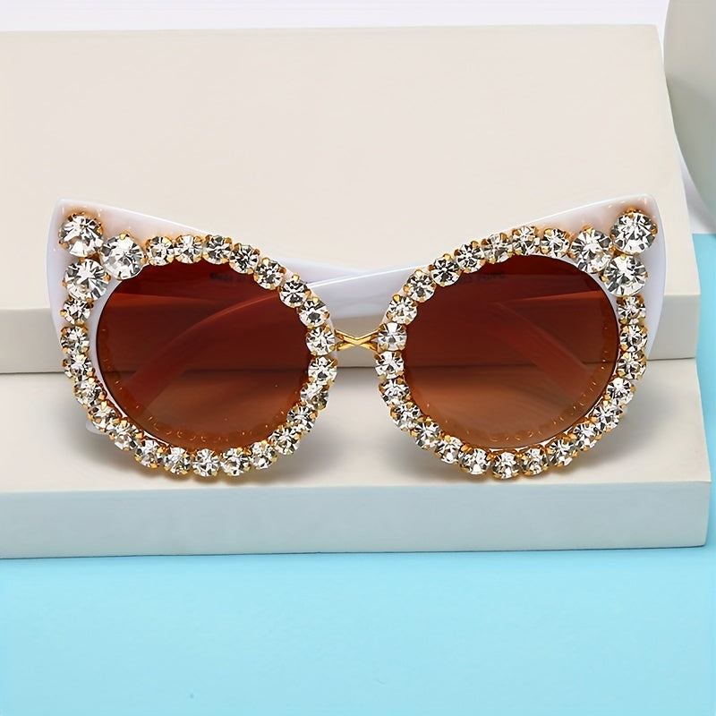 Rhinestone Cat Eye Sunglasses Gradient UV400