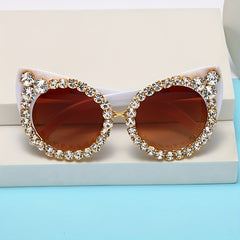 Rhinestone Cat Eye Sunglasses Gradient UV400