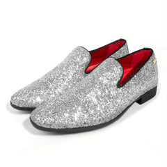 Men's Glitter Loafers Slip-On Dress Shoes for Party Wedding