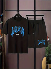 Boys 2pcs T shirt & Elastic Waist Shorts JUICE WORLD Print