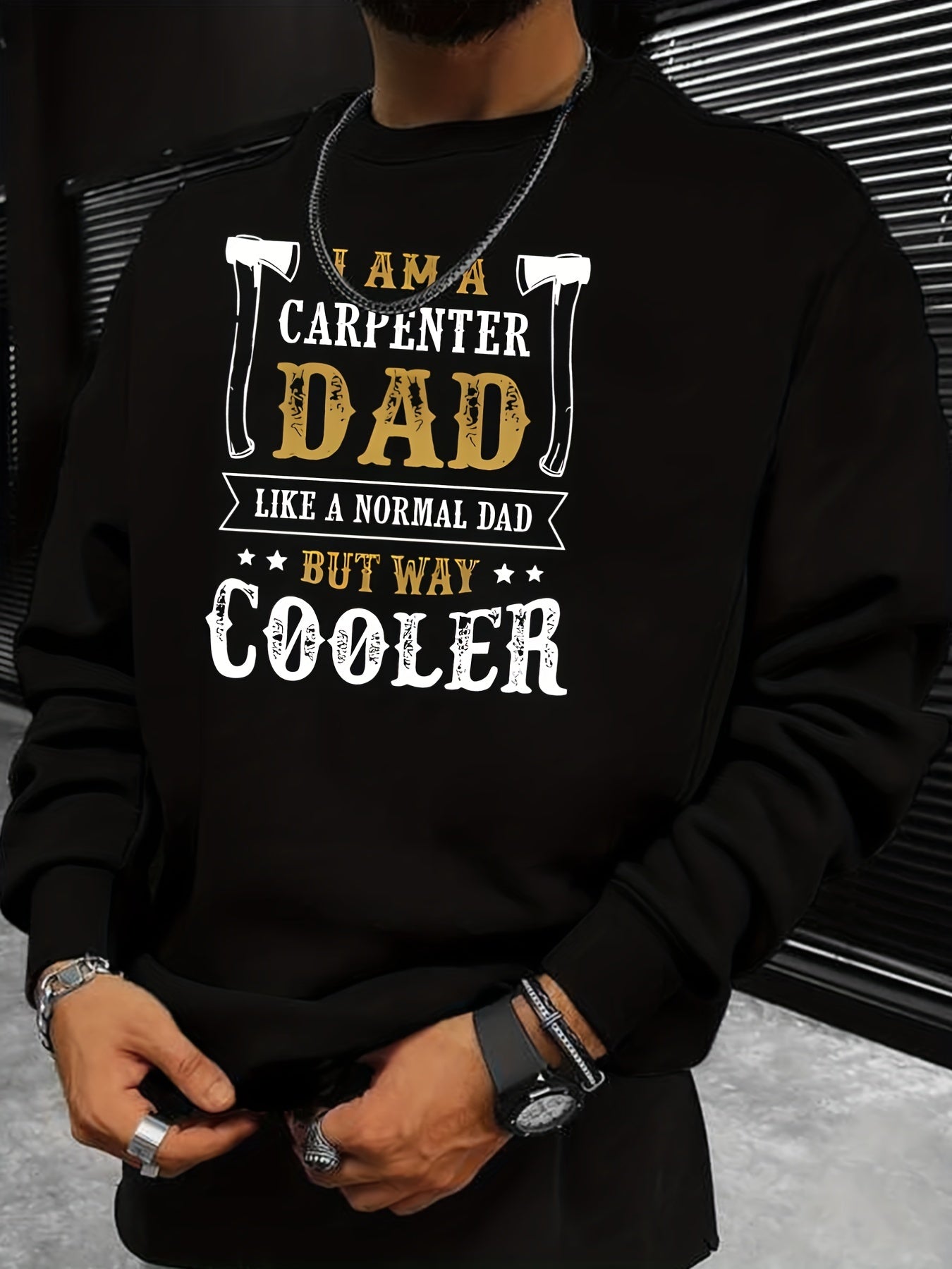 Funny Slogan Print Sweatshirt Men's Casual Graphic Crew Neck Pullover Sweatshirt