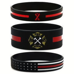 Firefighters Fireman Fire Guard Rubber Bracelet Stretchy Silicone Wristband