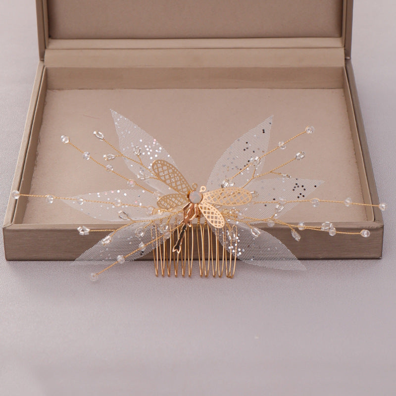 Crystal Dragonfly Hair Comb Pin Band For Women Bride Party Wedding Bridal Hair