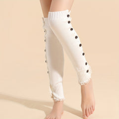 Lace Trim Leg Warmers with Button Decor