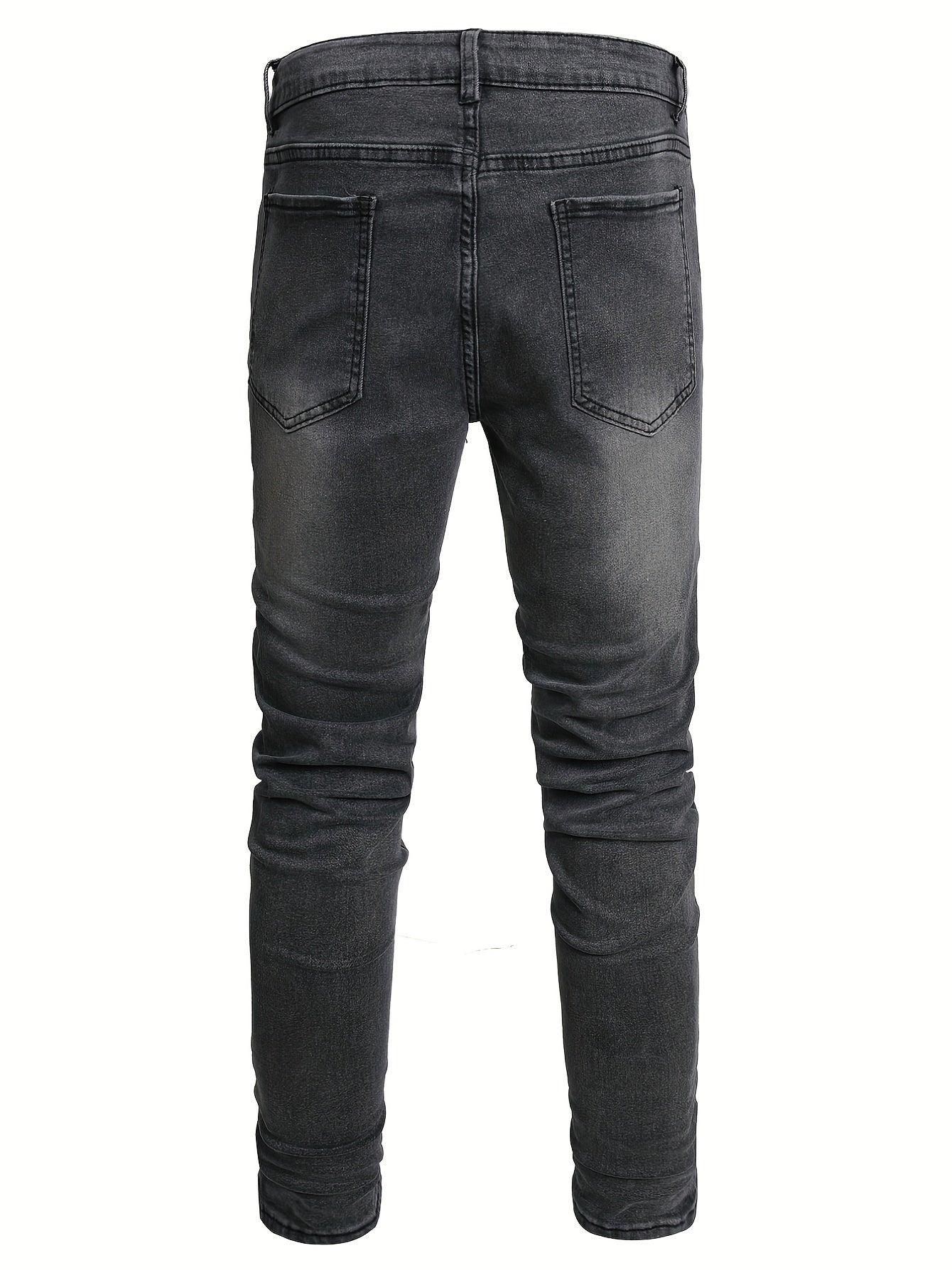 Men's Distressed Slim Fit Jeans - Casual Street Style Denim Pants