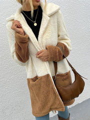 Women's Velvet Lapel Jacket Sweater with Large Pockets