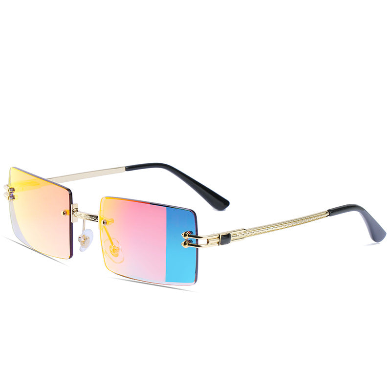 HBK Retro Vintage Tinted Rimless Sunglasses