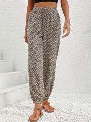 Allover Print Drawstring Pants Casual Elastic Waist Long Length Pants