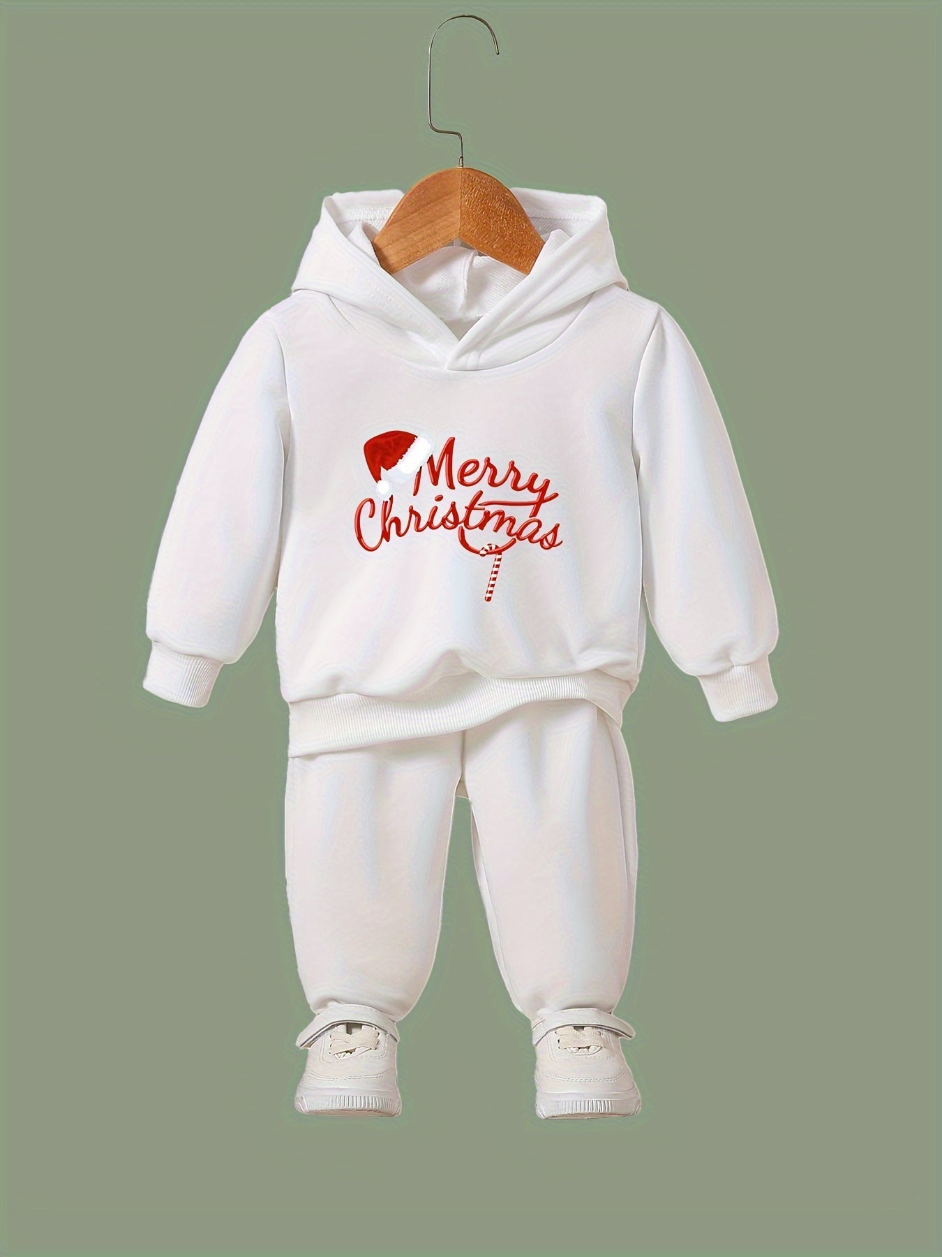 OERYUI Cady Cane Pattern MERRY CHRISTMAS Outfit 2pcs Set