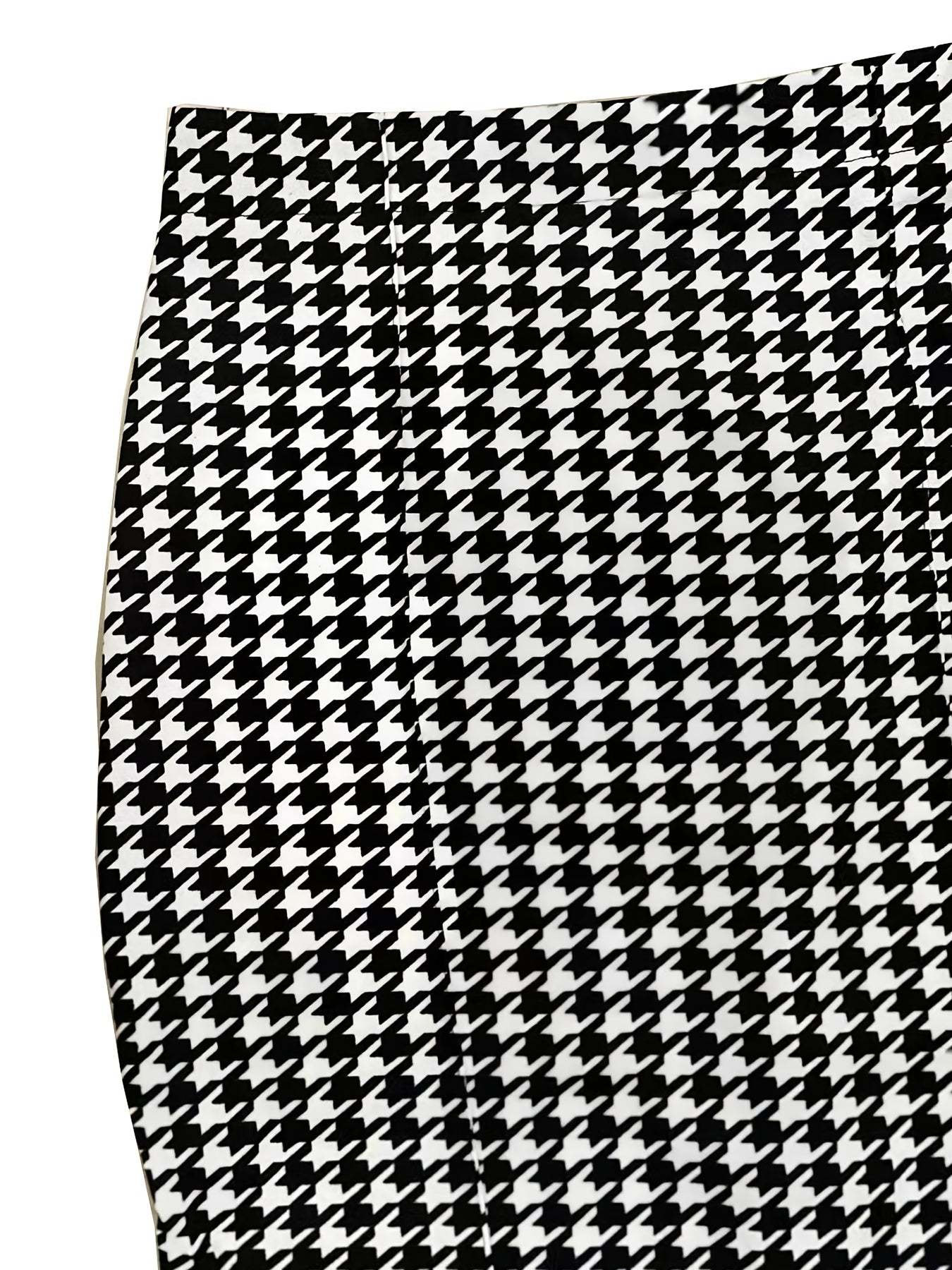 Houndstooth Print Split Skirt High Waist Bag Hip Women's Clothing