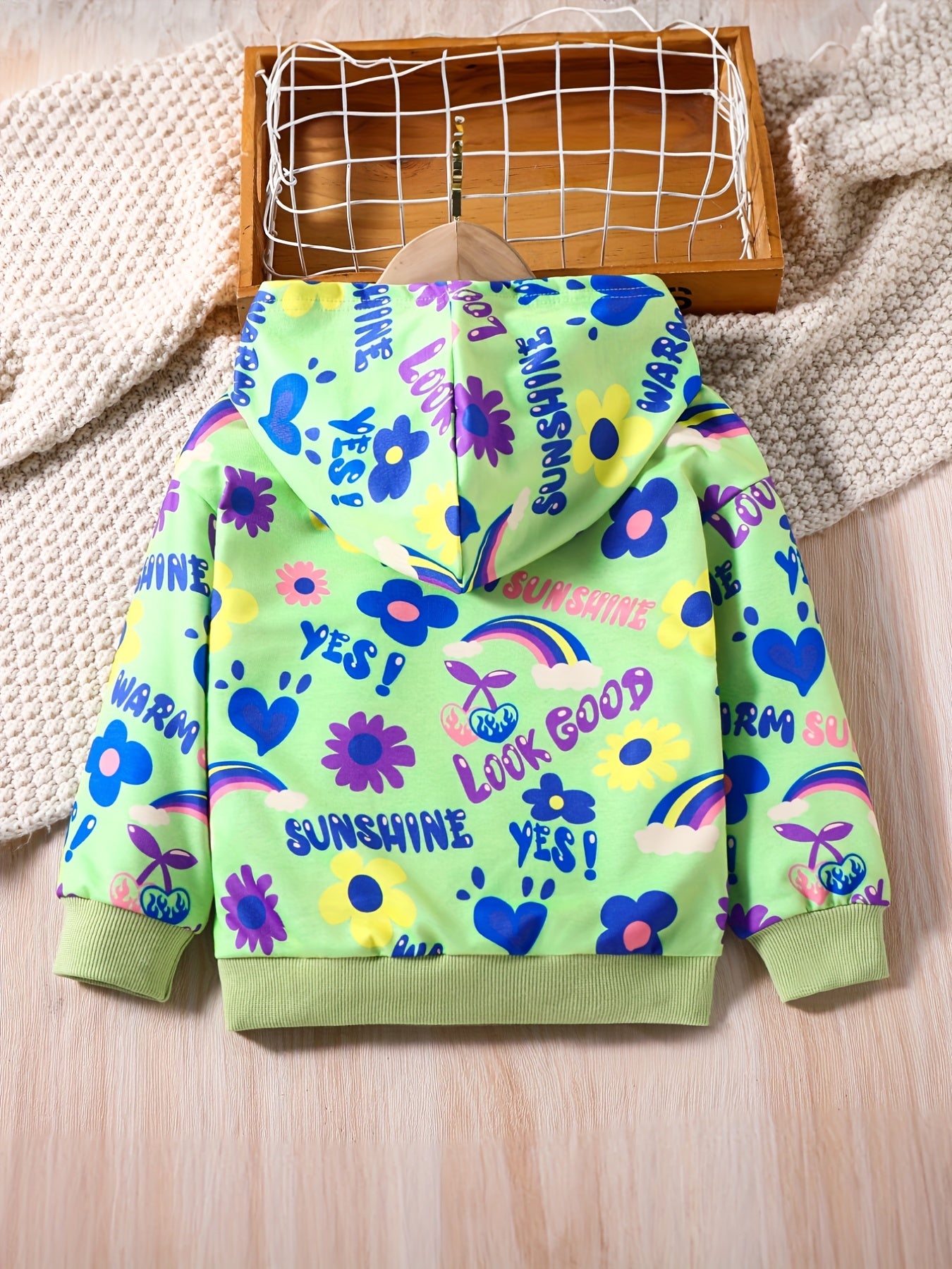 Girls Colorful Sunshine & Flowers Hoodie Sweatshirt