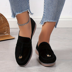 Women's Retro Flat Loafers Slip On Shoes Casual Round Toe Walking Shoes