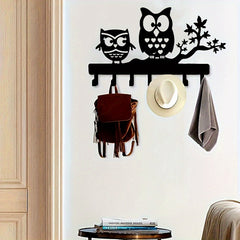 Owl Key Hanger with 7 Hooks - Decorative Metal Keychain Organizer