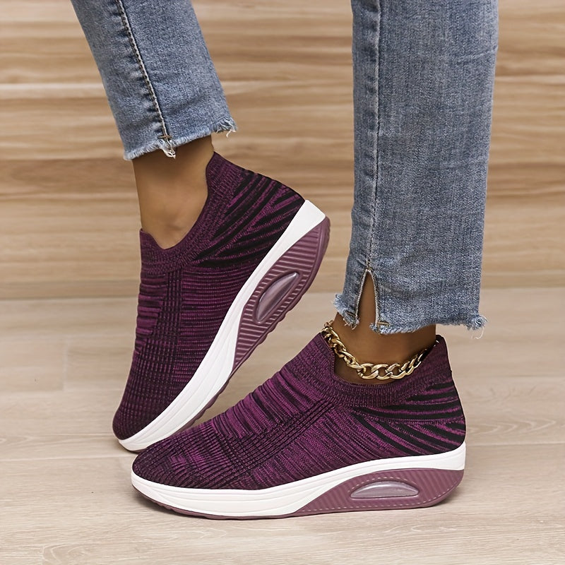 Women's Breathable Platform Sneakers Slip On Air Cushion Shoes