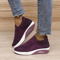 Women's Breathable Platform Sneakers Slip On Air Cushion Shoes