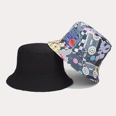80s Printing Bucket Hat Double sided Sun Hat Unisex