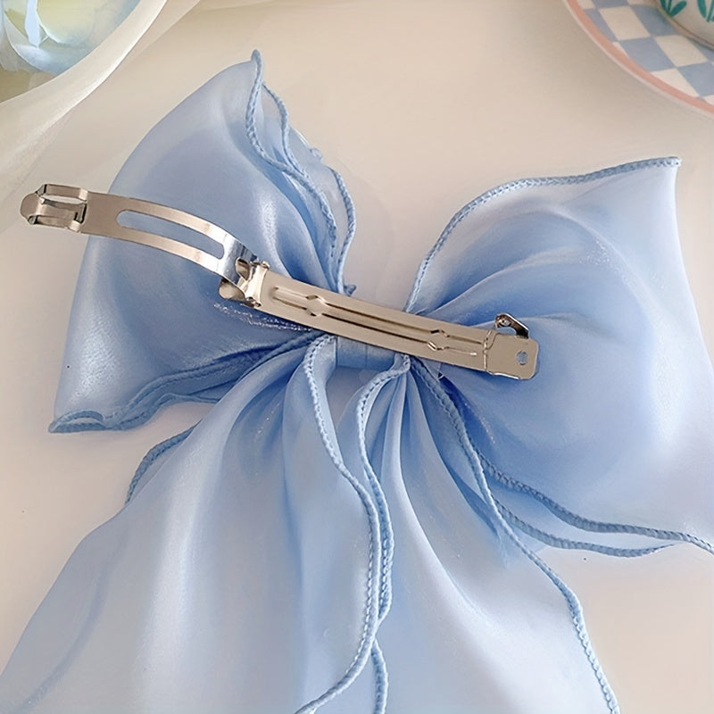 Mesh Bow Streamer Hair Clips for Girls