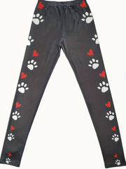 High Rise Paw & Heart Print Leggings