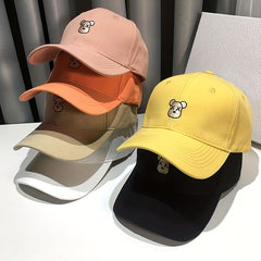 Cartoon Bear Embroidery Baseball Cap Adjustable Lightweight Cartoon Sports Hat
