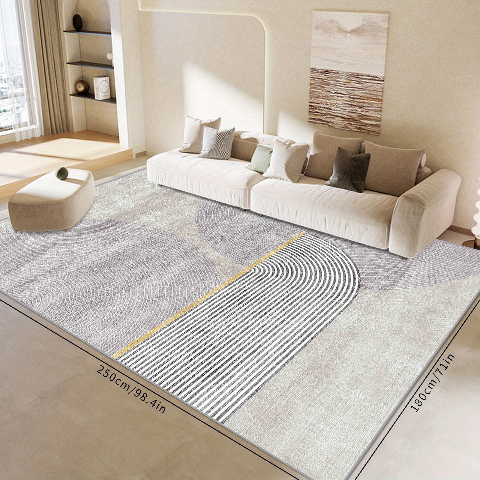 Modern Nordic Area Rug Large Non Slip TPR Backing Living Room Sofa Mat
