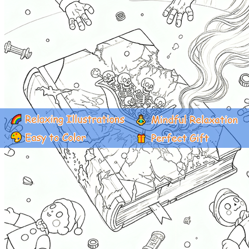 Dark Goth Christmas Adult Coloring Book - Terrifying Santa Holiday Scene