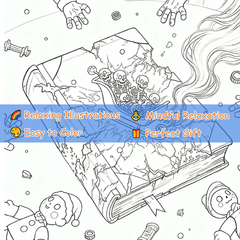 Dark Goth Christmas Adult Coloring Book - Terrifying Santa Holiday Scene