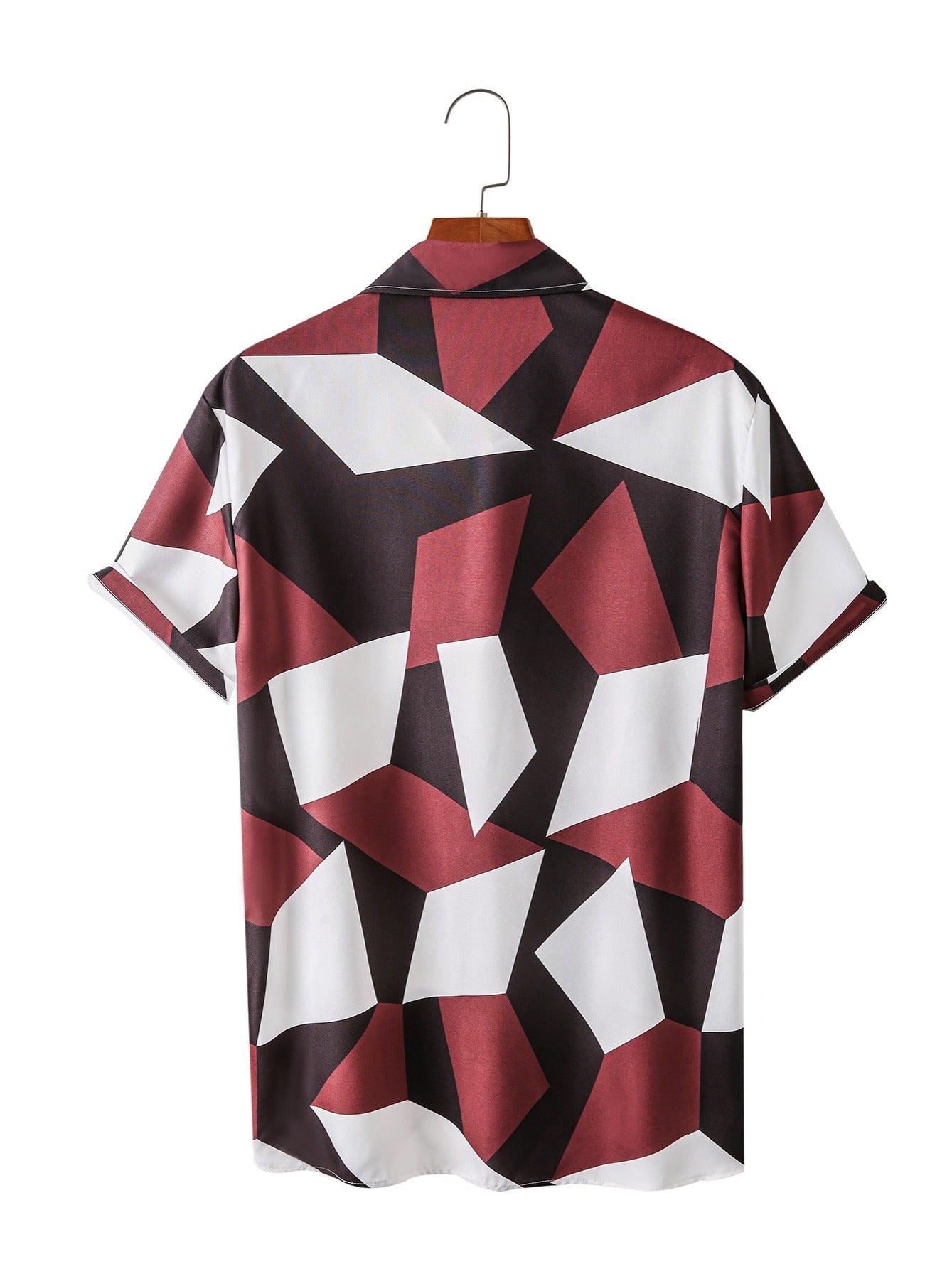 Men's Geometric Pattern Digital Print Casual Short Sleeve Shirt