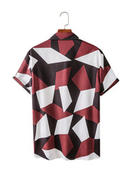 Men's Geometric Pattern Digital Print Casual Short Sleeve Shirt