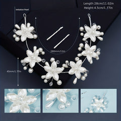 Acrylic Flower & Pearl Hair Clip Bridal Wedding Headwear
