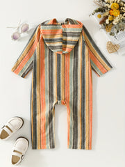 Stylish Striped Hooded Creeper Outwear For Boys And Girls