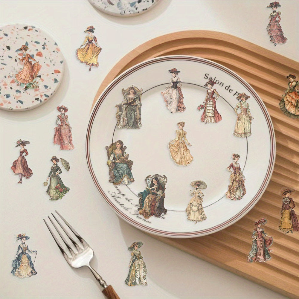 50pcs Vintage Medieval Court Dress Stickers for DIY Craft