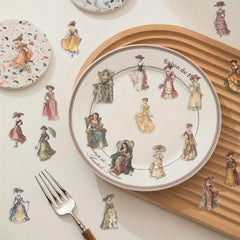 50pcs Vintage Medieval Court Dress Stickers for DIY Craft