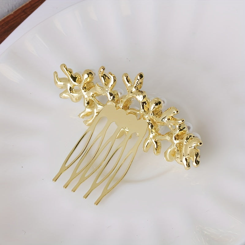 Faux Pearl Rhinestone Hair Comb Side Comb Head Jewelry Hair Accessories