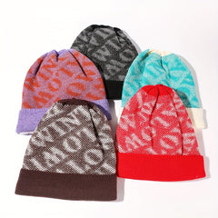 Men's Winter Warm Hat Letter Pattern Beanie Hat Coldproof Knitted Hat