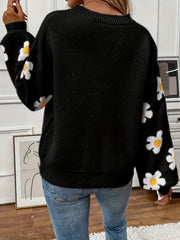 Floral Print Sweater Long Sleeve Pullover Women's Clothing