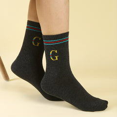 Letter Print Sports Socks Comfy Mid Tube Socks Women's Stockings