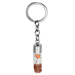 Glass Wish Bottle Keychain Dried Flower Pendant Charms Key Ring