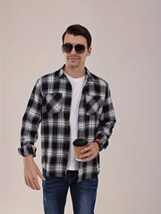 Men's Plaid Flannel Lapel Collar Shirt