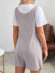 Button Front Overall Romper Casual Sleeveless Romper