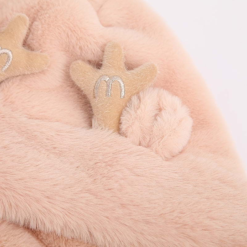 Christmas 3-In-1 Plush Animal Scarf Hat Mittens Set