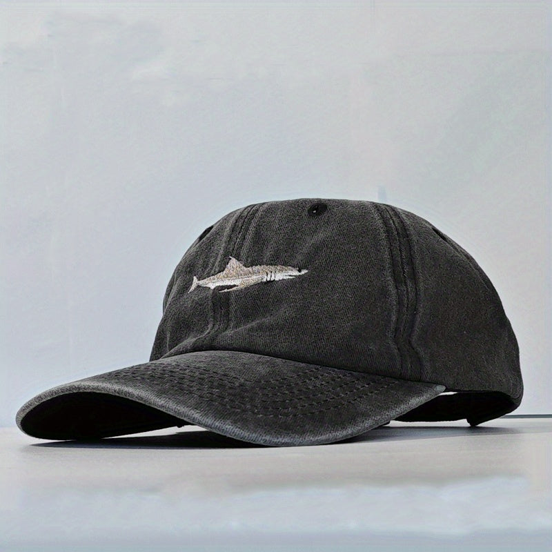 Embroidered Shark Baseball Cap Peaked Cap For Sports