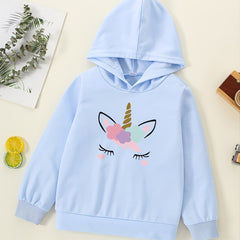 Girls Unicorn Print Hoodie Long Sleeve Sweatshirt