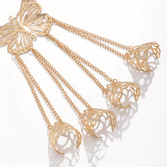 Butterfly Finger Ring Bracelet Punk Style Golden plated Alloy Hand Jewelry