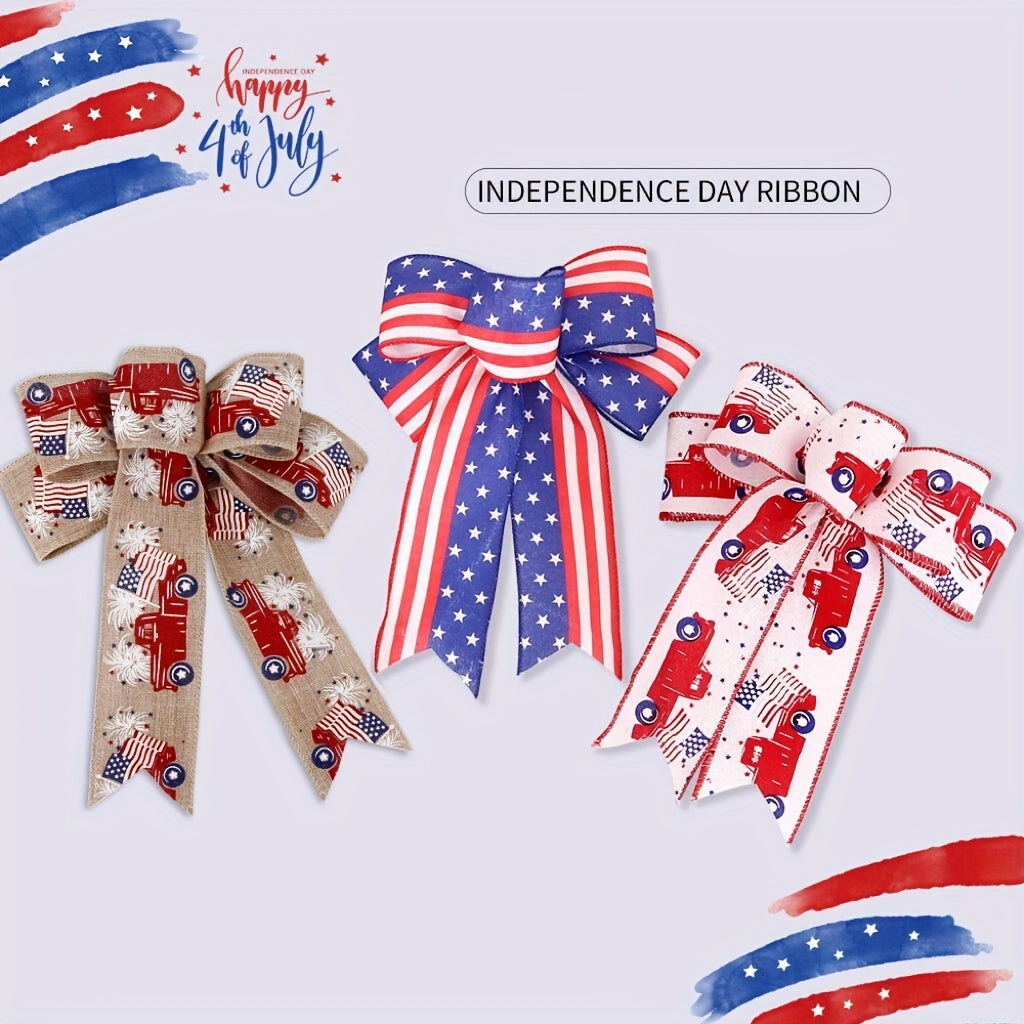 American Independence Decoration Bow Fine Linen Star Striped Bow