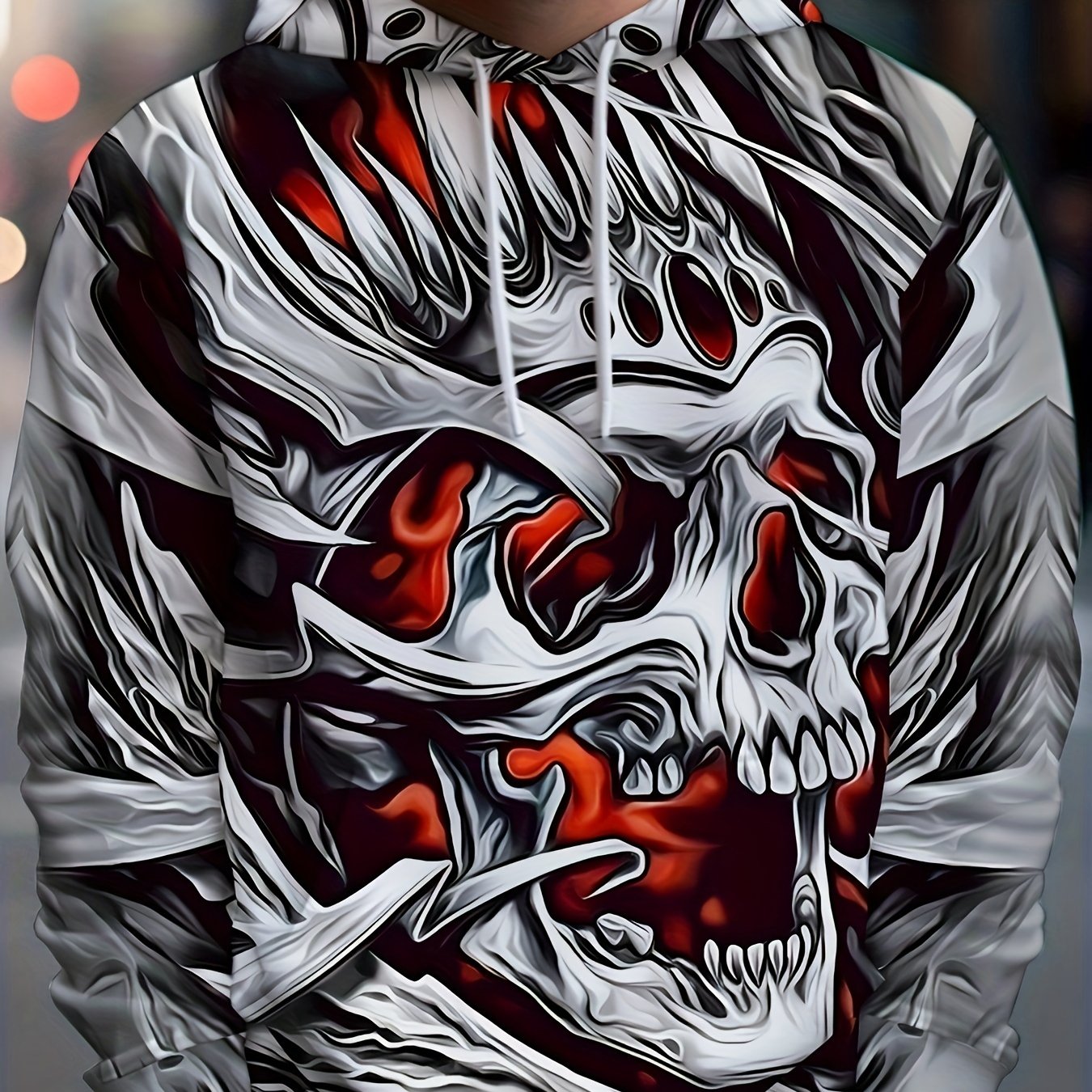 Skull 3D Print Hoodies For Men Graphic Hoodie Comfy Loose Hooded Pullover